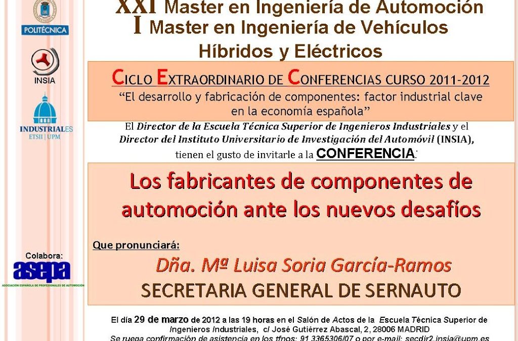 Ciclo extraordinario de conferencias del Master Ingeniería de Automoción